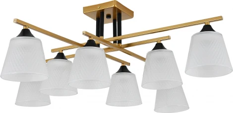 Потолочная люстра на штанге Escada Deutzia 2128/8P 8x40Вт E27, металл/стекло, шампань, белый матовый плафон (220V)