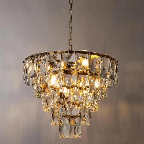 Подвесная люстра каскадная Divinare Chara 3508/17 LM-6 (220V, хрусталь, на цепи)