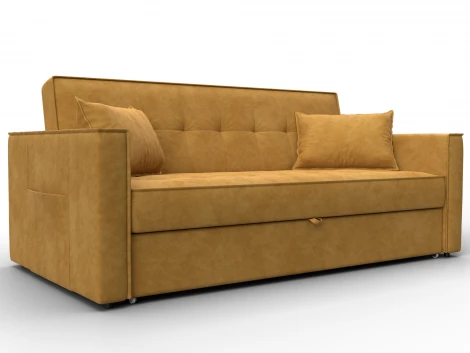 Диван прямой Лига-104 (160) (ЛДСП,Брус,Фанера,Велюр/Желтый) Лига Диванов 134879