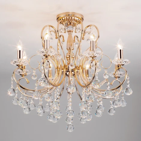 Подвесная люстра Eurosvet Collana 10096/8 золото/прозрачный хрусталь Strotskis