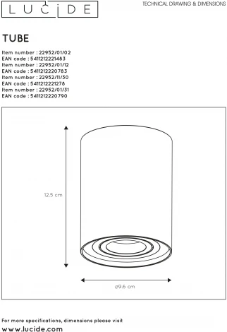 Потолочный светильник круглый Lucide Tube 22952/01/31 (220V)