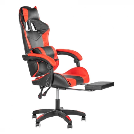 Игровое кресло Alfa Pro с подножкой, чёрный красный