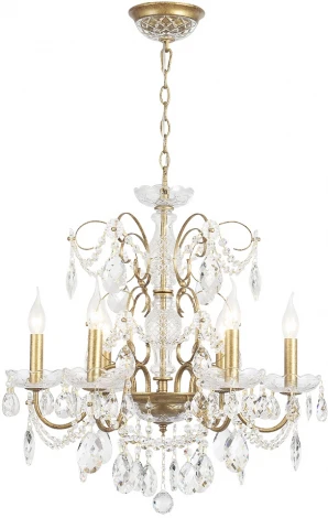 Подвесная люстра Crystal Lux ODELIS SP6 GOLD (220V, подвески, на цепи, подсвечник, свеча)
