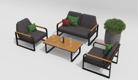 Лаунж зона Gardenini Bella (Алюминий,Ткань,Ротанг/Темно-серый,Антрацит,Коричневый) LBLL.010500.S2