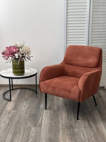 Кресло M-City MAGDA Cato-08 коричневый, ткань / черный каркас