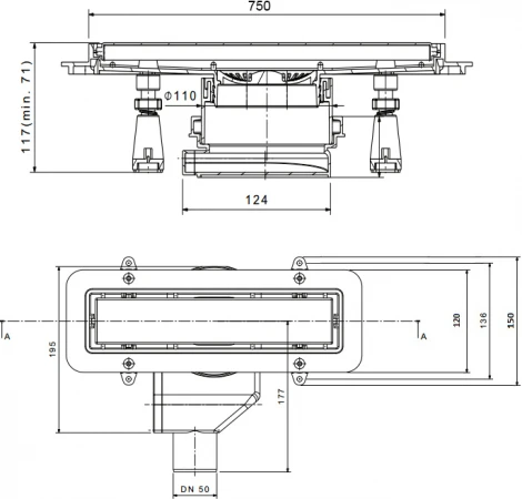 Душевой лоток Pestan Confluo Premium Line 750 с решеткой