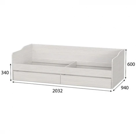 Кровать детская с основанием и Матрас Арникаом Софт КР 1 90х200, Ясень анкор светлый