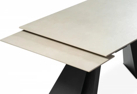 Керамический стол Ливи 140 (Ливи 140(200)х80х78 creto forever beige / черный) Woodville арт.588024