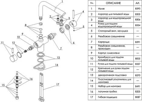 Смеситель Wasserkraft A8027 для кухонной мойки, матовый хром