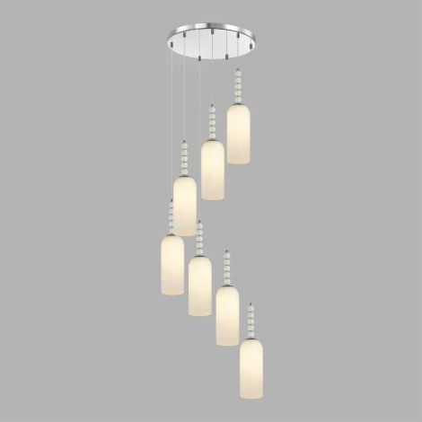 Потолочная люстра каскадная Lumion Emily 8270/7A хром/белый, металл/стекло Е14 7*40W 220V (на проводе)