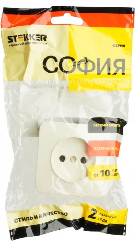 Розетка без заземления (слоновая кость) Stekker София 49484