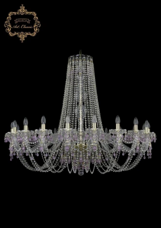 Подвесная большая люстра Art Classic 11.24 11.24.20.460.h-108.Gd.V7010 (220V, хрусталь, на цепи, подсвечник, свеча)