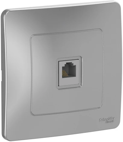 Телефонная розетка встраиваемая RJ-11 (алюминий) Systeme Electric Blanca BLNIS011003