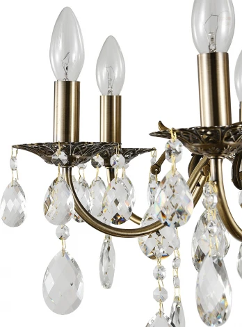 Подвесная люстра Escada Okere 2107/8P 8x40Вт E14, металл/хрусталь, античная бронза/прозрачный (220V, подвески, на цепи, подсвечник, свеча)