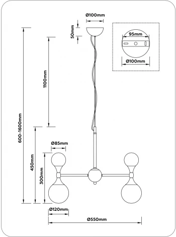 Подвесная люстра Ambrella High Light LH51050 (220V, на тросе, шарики)