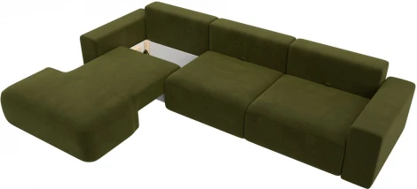 Диван угловой Лига-036 НПБ Классик Лонг левый угол (Зеленый/Микровельвет) Лига Диванов арт.121385L