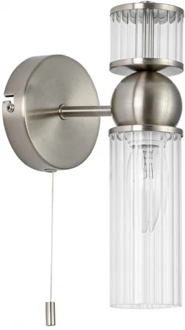 Бра с выключателем сонетка Lumion Denver 8277/1W сатин никель/прозрачный, металл/стекло Е14 1*40W 220V