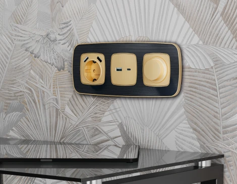 Рамка Ambrella Volt OMEGA Coint (Черный Стекло органическое/Шампань) 4-ая OF640544