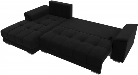 Диван угловой НордСтар левый угол (Черный/Микровельвет) Лига Диванов арт.121117L