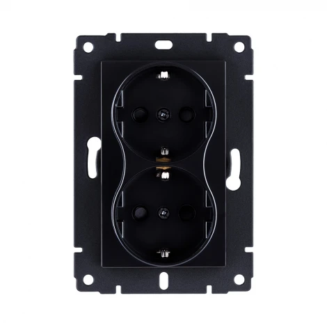 Розетка штепсельная SCHUKO двойная 16A/250 В черный Kollinger REA-032BK для Aspekt, Eleganz, Reflex