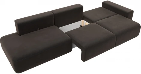 Диван прямой Лига-036 НПБ Модерн Лонг подлокотник справа (Коричневый/Велюр) Лига Диванов арт.121360