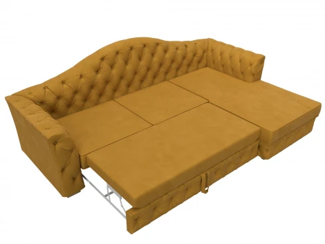 Диван угловой Артис правый угол (Брус,Рейка/Пластик/Велюр/Желтый) Лига Диванов 128024