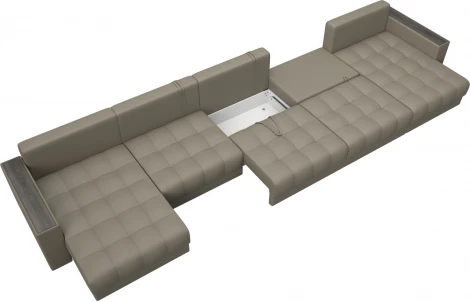 Диван П-образный с декором Лига-049 НПБ Мегалонг Лига Диванов (Экокожа) арт.128534