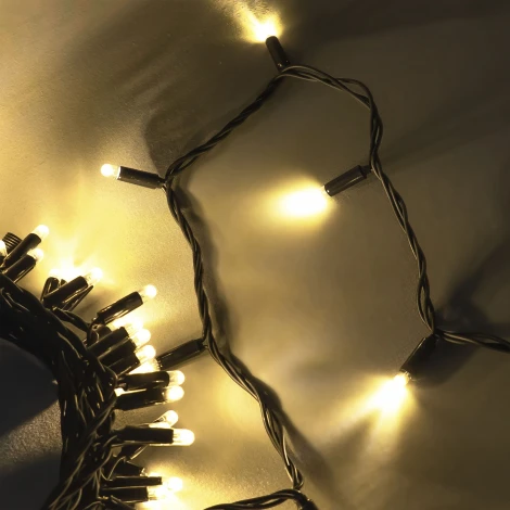 Гирлянда Нить с колпачком 10м тепло-белая 220В, 100 LED, провод черный ПВХ, IP65 Laitcom PST100CAP-11-2WW