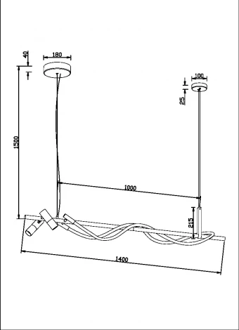Подвесной светильник с гибким неоном Tau MOD166PL-L30GB3K Maytoni (LED, 220V, на тросе)