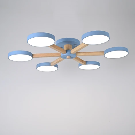 Потолочная люстра Wi-Fi на штанге Turna 6 Blue By ImperiumLoft Turna01 (LED, 220V, пульт управления, голосовое управление, умный дом - Алиса)