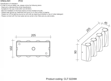 Настенный светильник Crystal Lux CLT 022 022W4 WH 4000K