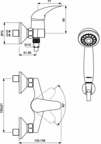 Смеситель Vidima Орион BA003AA для душа