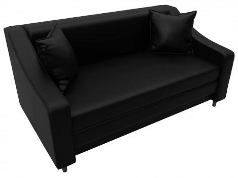 Диван прямой Лига-071 (ЛДСП,Брус,Фанера/Дерево/Экокожа/Черный) Лига Диванов 129771