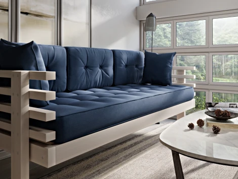 Диван Arsko Стоун беленый дуб синий велюр