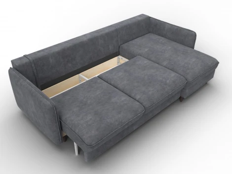 Диван угловой Лига-064 НПБ угол универсальный (ДСП/Дерево/Велюр/Темно-серый) Лига Диванов 129641