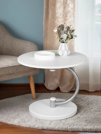 Стол журнальный Дуэт 13 металлик/белый Mebelik 009405