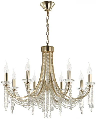 Подвесная люстра Odeon Light Capel 5063/8 золото/прозрачный/металл/хрусталь E14 8*40W (220V, подвески, на цепи, подсвечник, свеча)