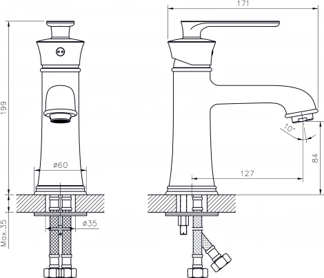 Смеситель Rush Flores FL0835-11 для раковины