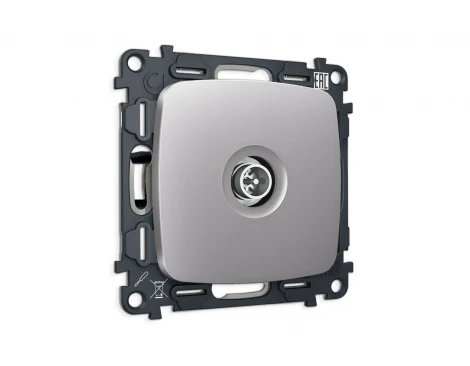 Комплект механизма ТВ-розетки оконечной экранированной встраиваемый (сталь матовый) Ambrella Volt QUANT MO513005