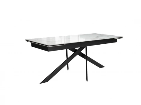 Стол DikLine EKX180, Керамика Белый глянец (К8/2), опоры черные (2 уп.)