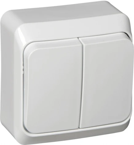 Выключатель накладной двухклавишный (белый) Systeme Electric BA10-002B