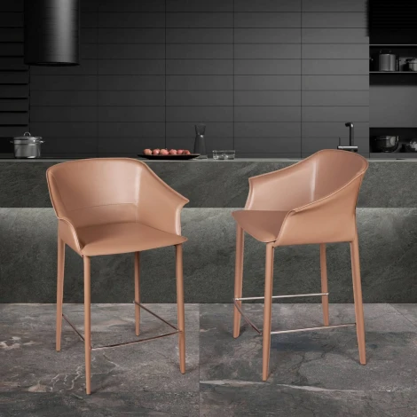 Стул полубарный Top Concept GIO, кожа хаки-тауп