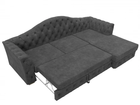 Диван угловой Артис правый угол (Брус,Рейка/Пластик/Велюр/Темно-серый) Лига Диванов 128025