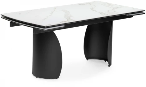 Керамический стол Woodville Готланд 180(240)х90х79 белый мрамор / черный 553533