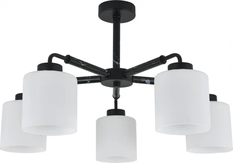 Потолочная люстра на штанге Escada Lord 2133/5P 5x60Вт E27, металл/стекло, чёрный мрамор/белый (220V)
