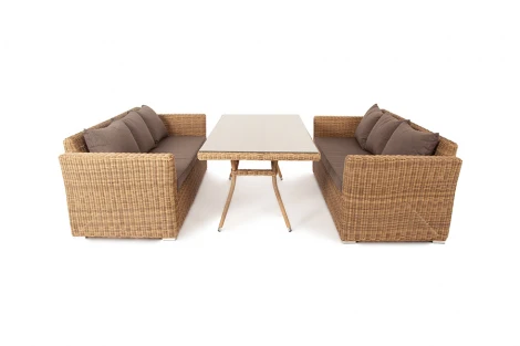 Обеденная группа из искусственного ротанга, цвет соломенный 4SIS Мокко Дабл MDS3S3C2T-5-SET