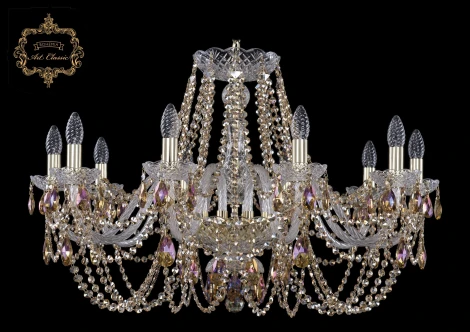 Подвесная люстра с хрустальными подвесками Art Classic 11.11 11.11.10.300.Gd.Sp.R777 (220V, на цепи, подсвечник, свеча)