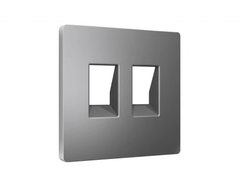 Лицевая панель для Ethernet RJ-45/телефонной RJ-11 двойной розетки (антрацит серый) Ambrella Volt QUANT AP6621