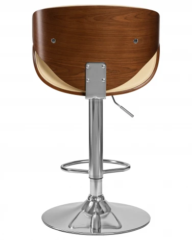 Стул барный DOBRIN KARTER (коричневое дерево, кремовый) 4905-LMZ KARTER, цвет сиденья кремовый, каркаса коричневое основания хром