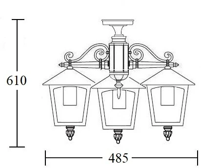 Потолочный светильник уличный Oasis Light PRAGA 15970A/3 Gb (220V, IP44)